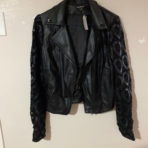 Lace & leather jacket by Bebe
